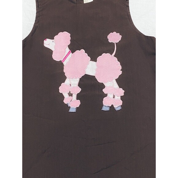 Rosalina Collections Girl’s Size 4T Jumper Dress Brown With Stitched Pink Poodle - Picture 2 of 8